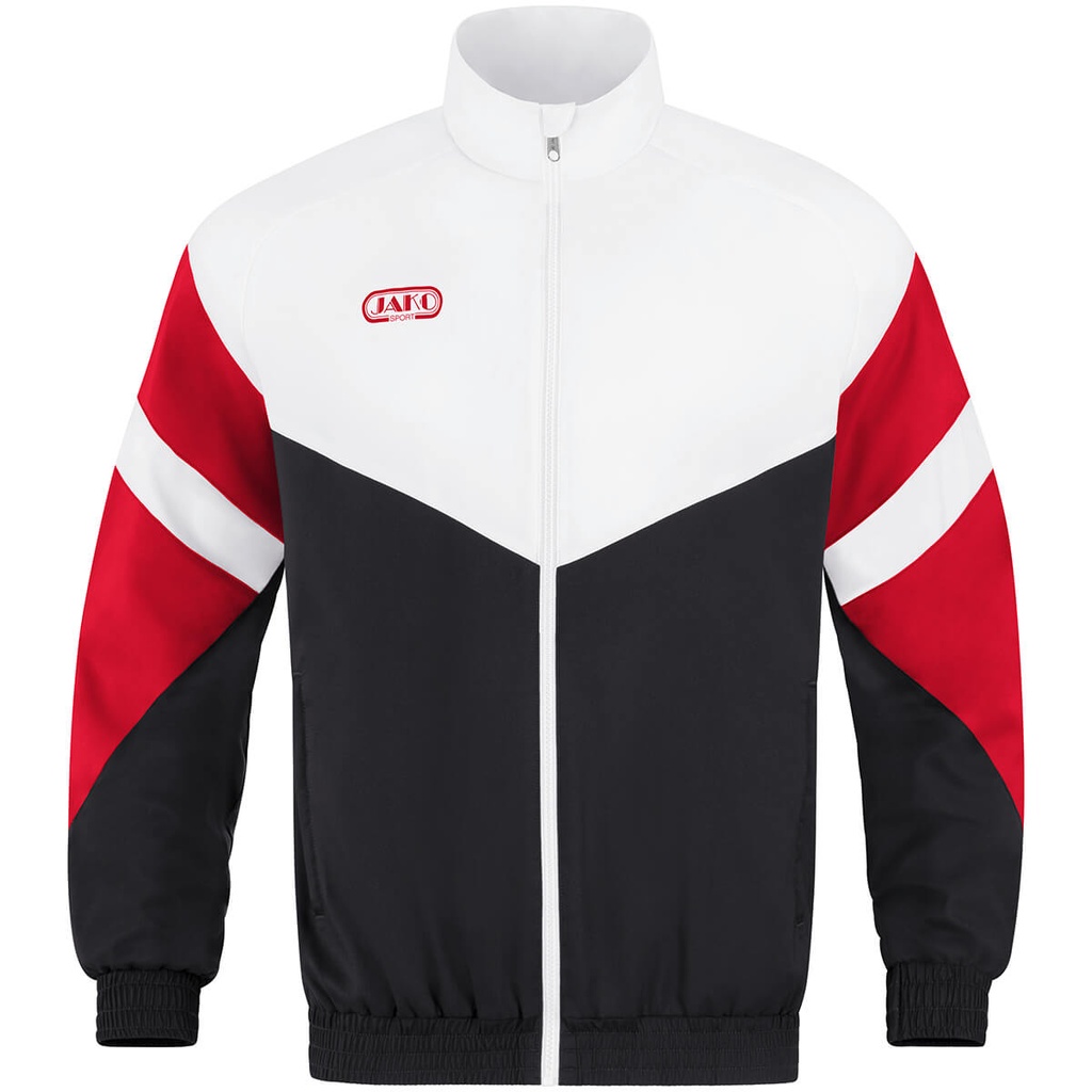 [9811816S] JAKO 9811 Veste Retro (S, 816 Noir/Blanc/Rouge)