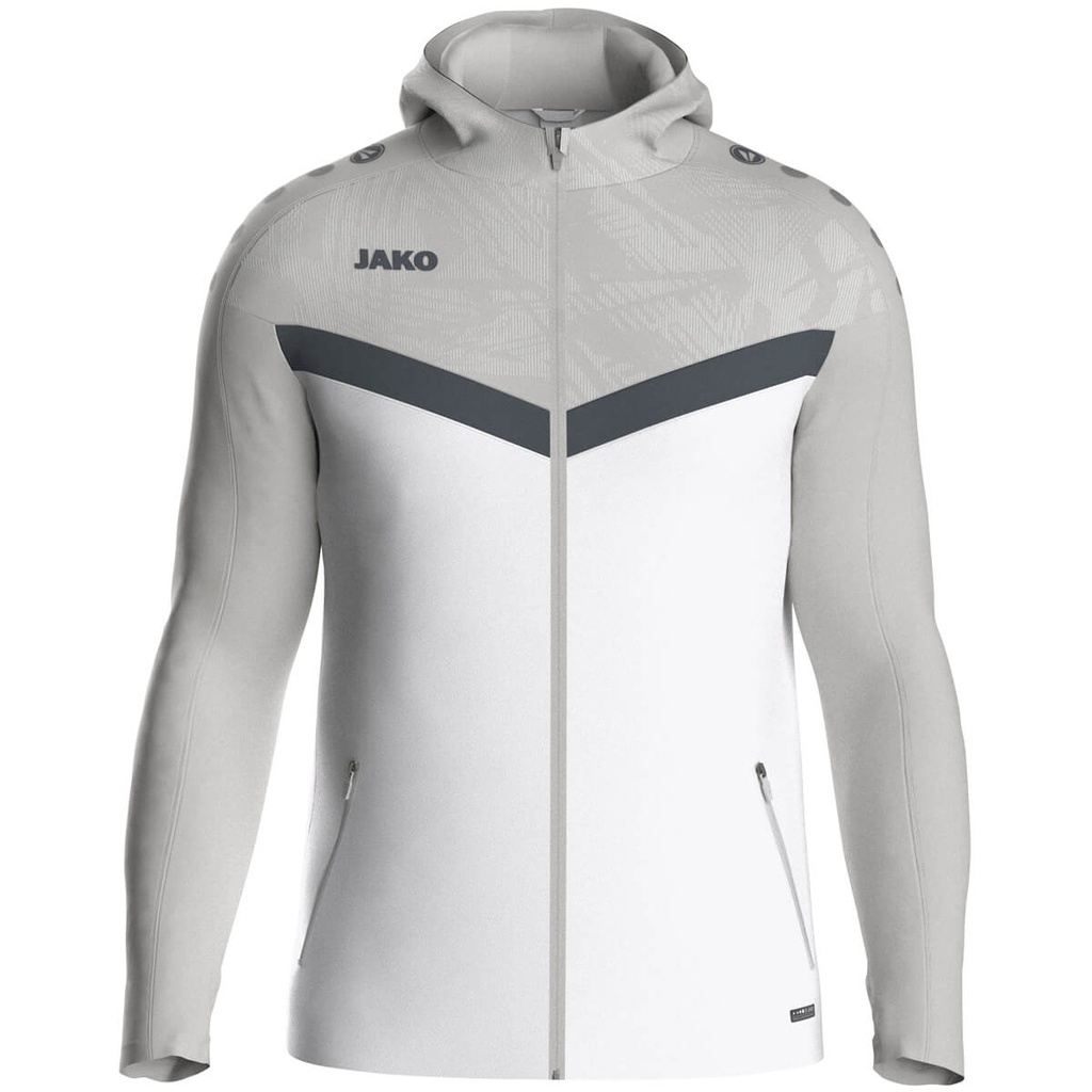 [6824016S] JAKO 6824 JAKO Veste à capuchon Iconic (S, 016 Blanc/Gris Tendre)