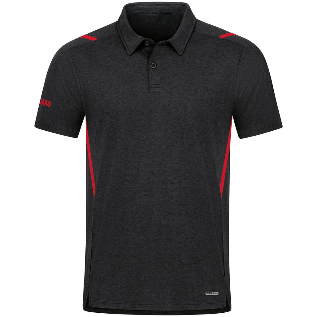 [6321502S] JAKO 6321 Polo Challenge (S, 502 Noir mélange/Rouge)